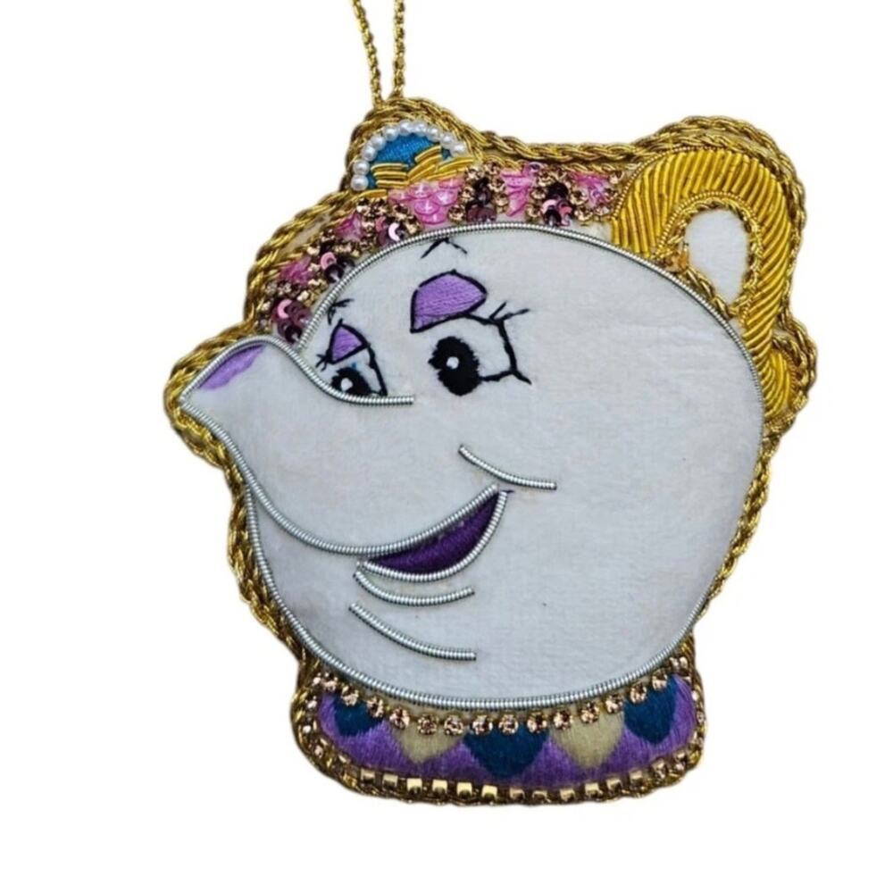 DISNEY PARKS MRS POTTS BEADED PLUSH ORNAMENT NWT